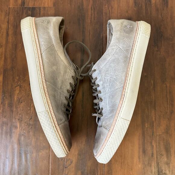 FRYE Walker Sneakers Gray Leather Lace Up Low Top Comfort Grunge - Picture 7 of 12